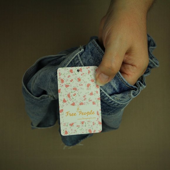 Free People East Of Eden Denim Mini Skirt Women's 28 Belted Paperbag Waist NWT - Picture 8 of 9